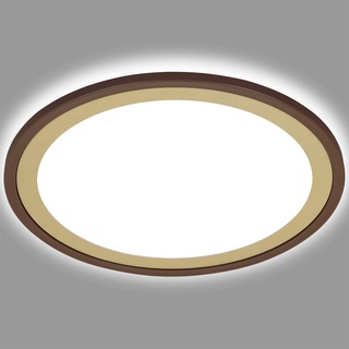 BRILONER Leuchten - LED Deckenlampe mit Backlighteffekt, Slim LED Deckenleuchte, Ultra Flach, tralweißes Licht, 293 mm, Braun-Gold, 7454-417