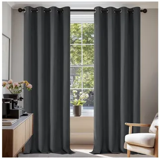 Deconovo Verdunkelungsvorhang Ösen 140 x 175 cm Grau 2 St.