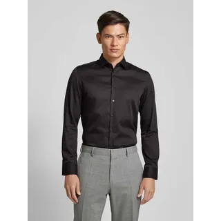 Slim Fit Businesshemd aus Satin, Black, 38