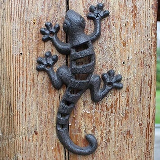 OSALAD Schwarz Gusseisen Gecko Wand Eidechse Figuren European Vintage Home Garten Bar Wanddekor Metall Tier Statuen Handgemachte Skulptur