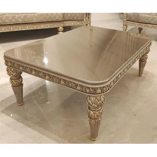 Casa Padrino Luxus Barock Couchtisch Gold / Grau / Gold - Prunkvoller Wohnzimmertisch im Barockstil - Barockstil Wohnzimmer Möbel - Barock Einrichtung - Barock Möbel - Luxus Möbel im Barockstil