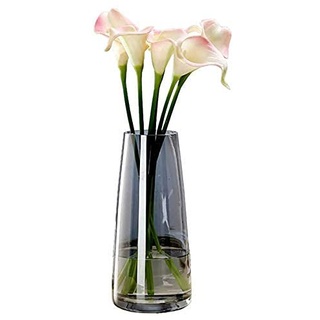 JUSTINLAU Hohe klare Vase Braune Vase Bernsteinglasvase Minimalistische Vase, Hohe Vase Graue Glasvase Blumenvasen Glas, Vase für Pampasgras Groß Goldene Vase Terrariumglasbehälter für farbige Vasen
