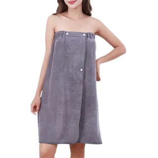 Bademantel Damen Saunahandtuch Badeponcho, Morgenmantel Damen Leicht Saunakilt, Großes Badetuch Handtuchkleid mit Druckknöpfen