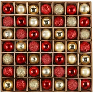 Weihnachtskugeln 49 Stücke 3CM Kunststoff Christbaumkugeln Rot Gold
