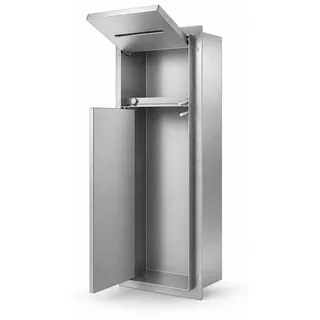 HAGO24 WC Modul Edelstahl gebürstet Schlitz Einbauschrank Unterputz Wandnische 200x600mm Toilettenpapierhalter Bürstenhalter Push-to-Open beflies... - Silber