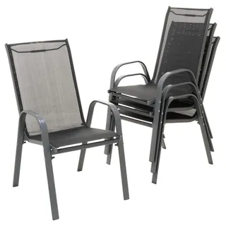 4er Set Gartenstuhl Stapelstuhl Campingstuhl Textilene schwarz Rahmen anthrazit