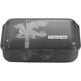 Step by Step Lunchbox Dragon Drako, schwarz, mit Trennwand und Klickverschluss, spülmaschinenfest, BPA-frei, für Schule und Kindergarten, 0,9L