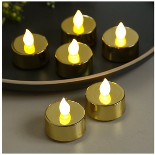MARELIDA LED-Kerze LED Teelichter flackernd flammenlos mit Batterien D: 3,8cm gold 6St. (6-tlg) goldfarben