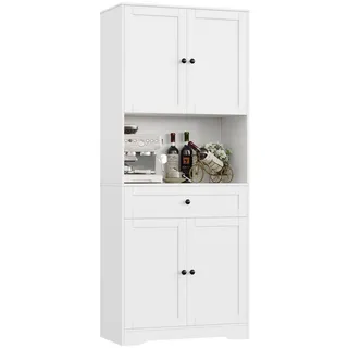 Homfa Küchenbuffet Küchenschrank Buffetschrank Vorratsschrank mit 4 Türen und Schublade, verstellbaren Einlegeböden, 75x40x180cm weiß