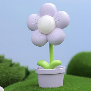 BomKra Cartoon Blume Nachtlicht Batteriebetrieben, Kreatives Nachttischlampe Verstellbar Süße Blumen-Licht Kinderzimmer Dekoration, Kinder Geschenke (Lila)