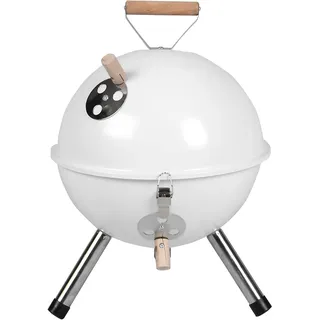Mini Grill Kugelgrill Holzkohlegrill für Garten Terrasse Camping Festival Picknick BBQ Barbecue Ø 30 cm weiß