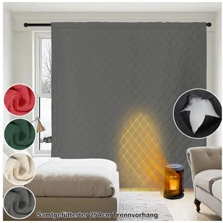 Sunicol Gardine Raumteiler Vorhang, Doppellagige Lärmschutz Verdunkelungsvorhang, Blickdicht Winter Thermovorhänge für Schlafzimmer, Extrabreit grau 254 cm x 244 cm