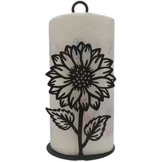 Eisenkunst Küchenrollenhalter Stehend Mit Sonnenblumen Design, Küchenrollenhalter Schwarz, Eisen Sonnenblume Papierhandtuchhalter, Für Zuhause, Café, Restaurant, Küche