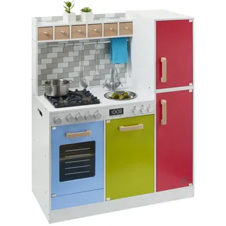MUSTERKIND® Mehrfarbige Kinder Spiel Küche Holz Kochfeld Backofen Spül Maschine
