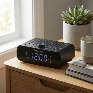 DAB+ Radiowecker mit Bluetooth 5.0, FM-Tuner, 3,5 Zoll LED Display, USB-C Ladeanschluss, 2 Weckzeiten, Snooze & Sleep Timer, Digitalradio, Schwarz