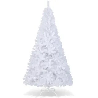 DREAMADE 150/180/210/240cm Weihnachtsbaum Weiß, Künstlicher Tannenbaum mit Metallständer, Christbaum Kunstbaum Dekobaum (210cm)
