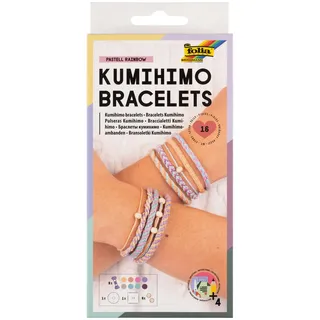 Folia Schmuck-Basteln-Set Flechtschnüre Kumihimo Bracelets Pastell mehrfarbig