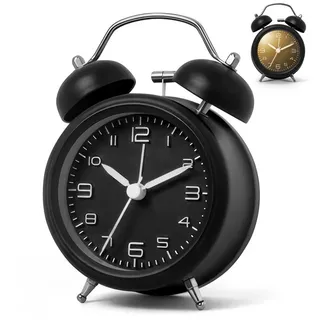 BlingBin Wecker Doppelglockenwecker mit Nachtlicht, Lauter Alarm, Wecker Analog mit Naghlight, Doppelglocke, Schlummerfunktion schwarz