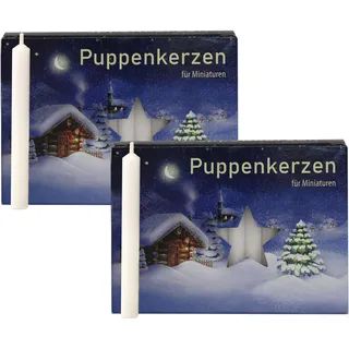 2er Pack Puppenkerzen weiß ca. 7 x 65 mm (2 x 40 Stück), Puppenlichter