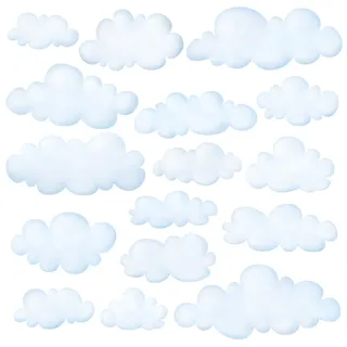Decowall DW-1702 Wolken im Himmel Wandtattoo Wandsticker Wandaufkleber Wanddeko für Wohnzimmer Schlafzimmer Kinderzimmer