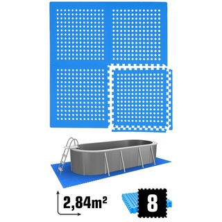 eyepower Bodenmatte 2,8 m2 Poolunterlage 8 EVA Matten Unterlegmatte, Outdoor Set Unterlage 62x62 cm blau