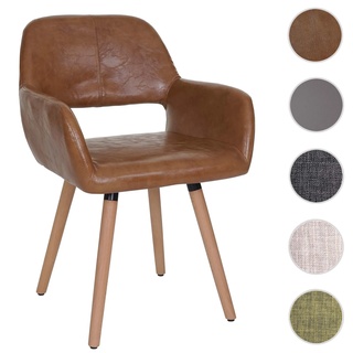 Esszimmerstuhl HWC-A50 II, Stuhl Kchenstuhl, Retro 50er Jahre Design ~ Kunstleder, Wildlederimitat, helle Beine