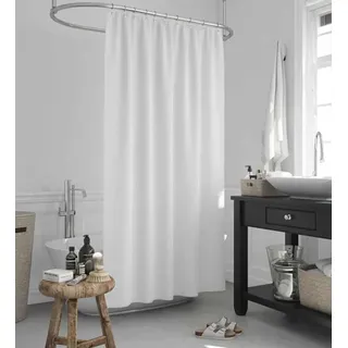 Überlänge! Textil Duschvorhang weiß 200x280 cm - PERFEKT FÜR HOHE DECKEN - - Weiß