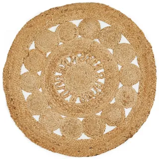 LUXOR living Teppich Balo, rund, Höhe: 6 mm, Juteteppich, reine Naturfaser, handgeflochten, Flecht Design beige Ø 60 cm x 6 mm