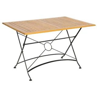 acamp Gartentisch klappbar Lindau | Esstisch Terassentisch | Klapptisch 120x80x75 cm | Flacheisen und FSC®-zertifiziertes, geöltes Akazienholz | wetterfest
