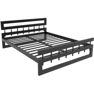 MetaloPro Metallbett 160x200 cm ETA Screw, Bett mit Lattenrost, Schwarz | Doppelbett bis 1000 kg belastbar, quietschfrei, 25 cm Stauraum, Profil 80x40 mm, pulverbeschichtet, Made in Europe, robust