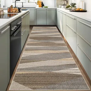YUEAENK Lang Läufer Flur Waschbar rutschfest Teppichläufer 120 x 450 cm Schlafzimmer Wohnzimmer Teppiche rutschfest Waschbar Bettvorleger für Flur Waschküche