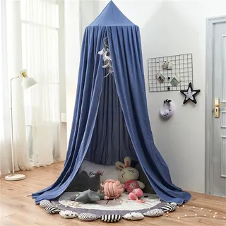Odot Betthimmel Babybett, Betthimmel Mädchen und Jungen Himmelbett Vorhänge Kinder Baldachin Kinderzimmer Rund Hängende Princess Moskitonetz für Schlafzimmer Babyzimmer (65cm,Trübes Blau)