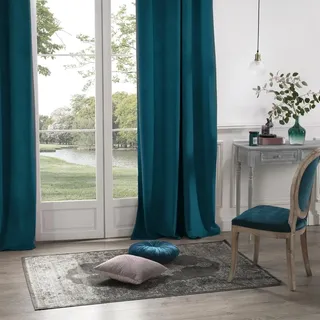Atmosphera Verdunkelnder Vorhang Dolce Samt - mit Ösen - blaugrün 140 × 260 cm
