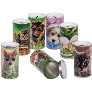 ootb Metall-Spardose Tiere Babys Gelddose Sparbüchse Sparschwein Taschengeld Urlaubsgeld Geschenkidee Abnehmbarer Deckel 6er Set