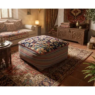 KUHFELL online & NOMAD Pouf ORIENT KELIM POUF SITZKISSEN BODENKISSEN FUßHOCKER 60 x 60 x 30 cm