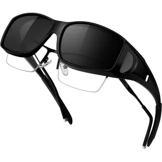 KANASTAL Überbrille Sonnenbrille Herren Polarisiert Überzieh Sonnenbrille Damen Überziehbrille für Brillenträger UV400 Schutz Übersonnenbrille Fit over Brille - M