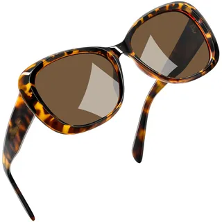 Joopin Acetat Große Sonnenbrille Damen Polarisiert Modische Butterfly Design und Elegante Sonnenbrille UV400 mit Oversized TR90 Rahmen zum Reisen und Fahren (Braun) - Einheitsgröße
