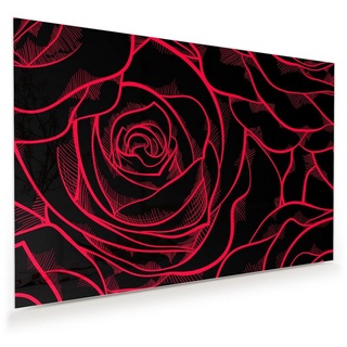 Primedeco Glasbild Wandbild Rosen im 3D Strich Design mit Aufhängung, Blumen 75 cm x 50 cm