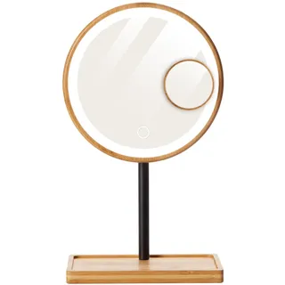 Kosmetikspiegel -Schminkspiegel -LED -Akku -Beleuchtet -3 Lichtfarben -X3 | Standspiegel–360° drehbar - 3 Farbtöne und Helligkeitsstufen - Durchmesser:15,5cm - x3 Magnetischer Vergrößerungssp