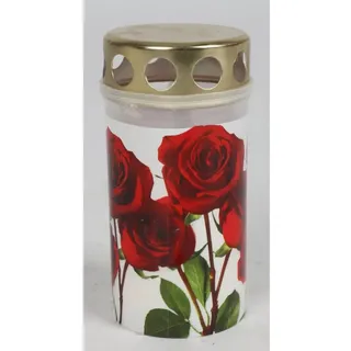 BURI Grabkerze 15x Grablicht Rosen Kerzen Leuchte Friedhof Schmuck Laterne Brenner