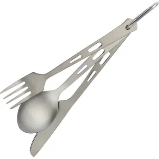 Camping Besteck Set | Gabel. Messer. Löffel | inkl. Beutel | Titan SCHWARZ|grau No Size
