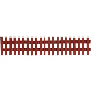 ECD Germany Deko Holz Zaun Rot 90 cm