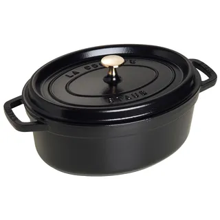 STAUB Cocotte, Gusseisen Bräter mit Deckel, 29 cm, 4,2 L, Oval, Alle Herdarten inkl Induktion, Made in France, Schwarz