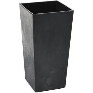 Tymar Blumentopf, Pflanzkübel, Übertopf, Blumenkübel aus Kunststoff, Gross, Quadrat, Hoch, Glanz, Garten, Balkon, Terrasse, Haus (Beton Schwarz Hoch, 40x40 cm)