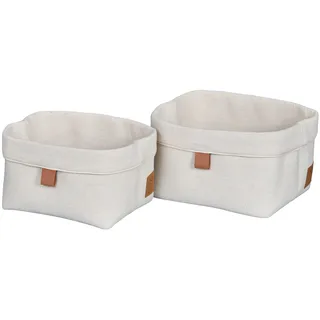 LOVE IT STORE IT Aufbewahrungskorb Set 2-teilig - Stoff-Körbchen für Badezimmer Deko und Babyzimmer - Beige - 2er Set, 2 Größen