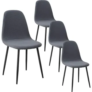 Stretch-stuhlhussen-set, 4-teilig – Jacquard-polyester Und Elasthan – Länge 39–49 Cm, Breite 35–45 Cm – Maschinenwaschbar