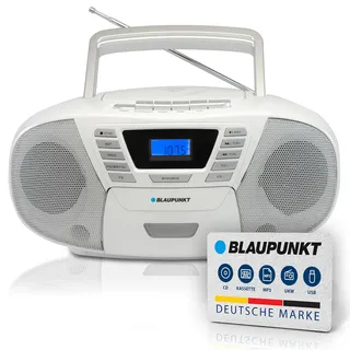 Blaupunkt B 120 tragbarer CD-Player mit Bluetooth | Kassettenrekorder | Hörbuch Funktion | USB | Aux In | PLL UKW Radio | weiß