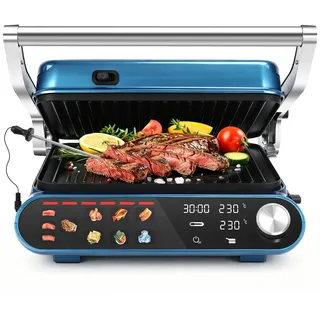 Taylor Swoden XXL Kontaktgrill 3-in-1 mit Intelligenter Dickenerkennung & Separater Temperaturregelung, 9 Programme, Abnehmbare Grillplatten Spülmaschinenfest, 180° Tischgrill für 6-8 Personen
