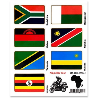 4R Quattroerre.it 8214 Aufkleber Flaggen Flag Ride Tour Stickers Afrika 1 für Motorradkoffer, 16 x 13.5 cm
