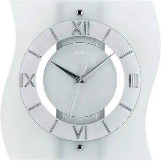 AMS Funkwanduhr modern 30,0 cm 5909 silber
